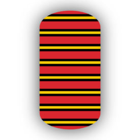 Red, Black & Gold Horizontal Pinstriped Nail Wraps