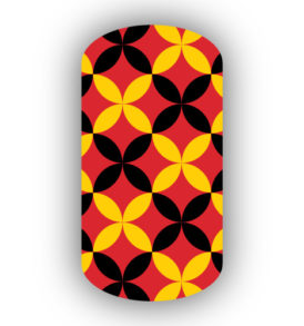 Red, Gold & Black Flower Petal Nail Wraps