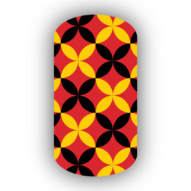 Red, Gold & Black Flower Petal Nail Wraps