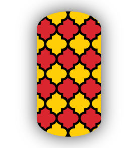 Red & Gold with Black Moroccan Tile Nail Wraps