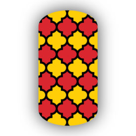 Red & Gold with Black Moroccan Tile Nail Wraps