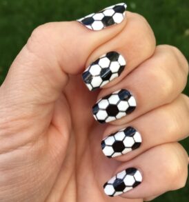 Black and White Soccer Ball Nails