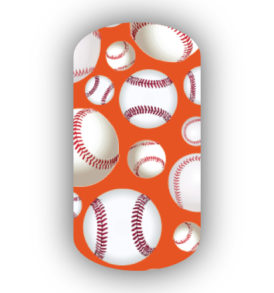 Baseballs over a dark orange background nail stickers