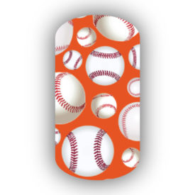 Baseballs over a dark orange background nail stickers
