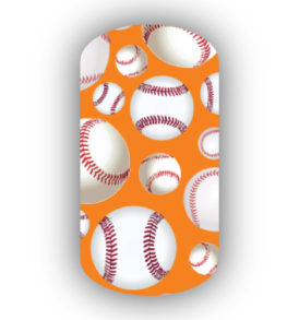 Baseballs over a light orange background nail stickers