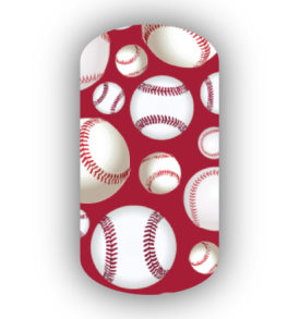 Baseballs over a maroon background nail stickers