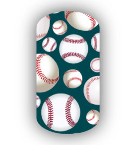 Baseballs over a midnight green background nail stickers