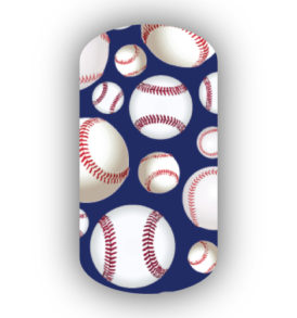 Baseballs over a navy blue background nail stickers