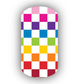 Rainbow Checker Nail Strips