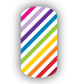 Rainbow Diagonal Striped Nail Strips