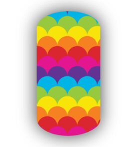 Rainbow colored scalloped nail art