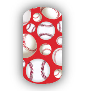 Baseballs over a red background nail stickers