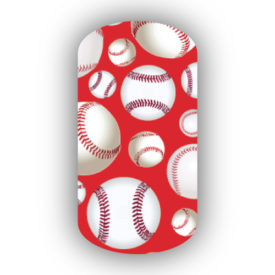 Baseballs over a red background nail stickers