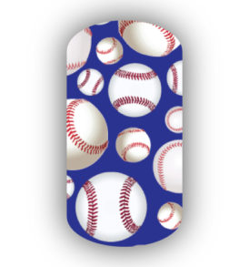 Baseballs over a royal blue background nail stickers