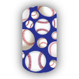 Baseballs over a royal blue background nail stickers