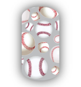 Baseballs over a silver background nail stickers