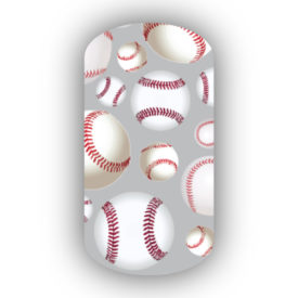 Baseballs over a silver background nail stickers