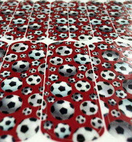 Crimson Red Soccer Nail Art