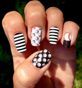 Black & White Baseball Nails