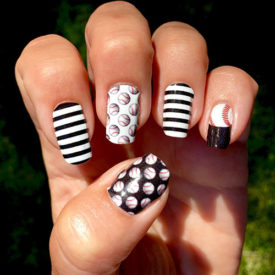 Black & White Baseball Nails