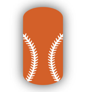 Burnt Orange baseball with white stitching  nail art design nail wrap, sticker