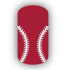 Crimson baseball with white stitching nail art design nail wrap, sticker