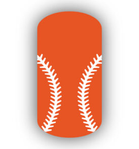 Dark orange baseball with white stitching  nail art design nail wrap, sticker