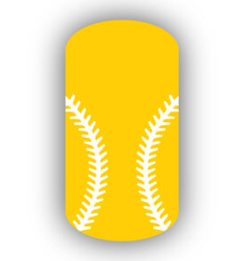 Gold Yellow baseball with white stitching nail art design nail wrap, sticker