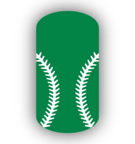 Kelly green baseball with white stitching nail art design nail wrap, sticker