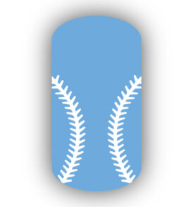 Light Blue baseball with white stitching nail art design nail wrap, sticker