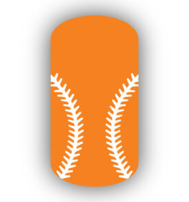 Light Orange baseball with white stitching nail art design nail wrap, sticker