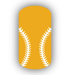 Mustard yellow baseball with white stitching nail art design nail wrap, sticker