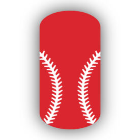 Red baseball with white stitching nail art design nail wrap, sticker