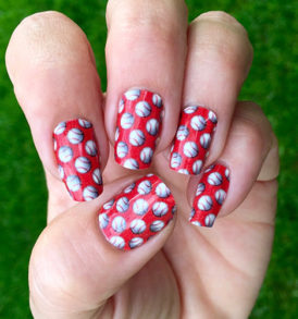 Red Baseball Nail Stickers