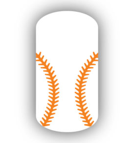 White baseball with Light Orange stitching nail art design nail wrap, sticker