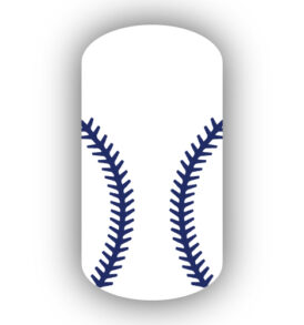 White baseball with Navy Blue stitching nail art design nail wrap, sticker