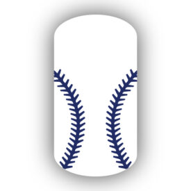 White baseball with Navy Blue stitching nail art design nail wrap, sticker
