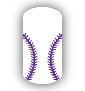 White baseball with Purple stitching nail art design nail wrap, sticker