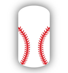 White baseball with Red stitching nail art design nail wrap, sticker