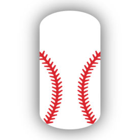 White baseball with Red stitching nail art design nail wrap, sticker