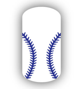White baseball with Royal Blue stitching nail art design nail wrap, sticker