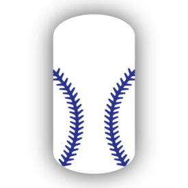 White baseball with Royal Blue stitching nail art design nail wrap, sticker