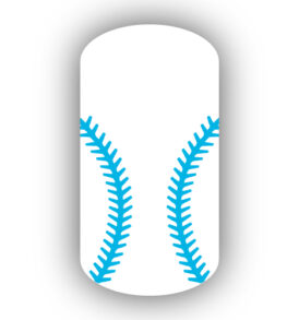 White baseball with teal stitching nail art design nail wrap, sticker