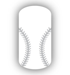 White baseball with Silver stitching nail art design nail wrap, sticker