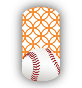 Baseball over White with Light Orange Overlapping Circles Nail Wraps