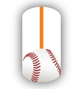 Baseball over White with Light Orange Vertical Stripe Nail Wraps