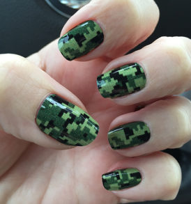 Army Green Digital Camouflage Nail Art