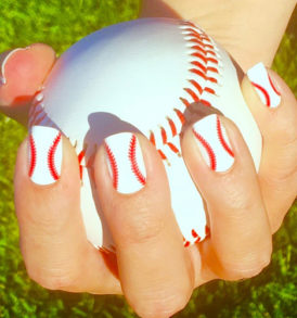 Baseball Stitching Nail Art Design