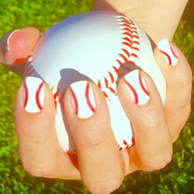 Baseball Stitching Nail Art Design