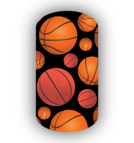 Basketballs over a Black Background Nail Wraps